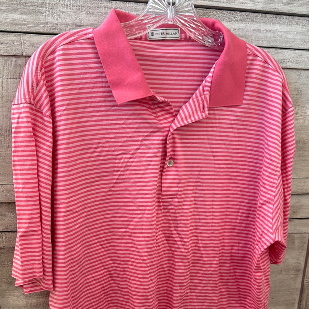 Peter Millar Pink Striped Polo Shirt
